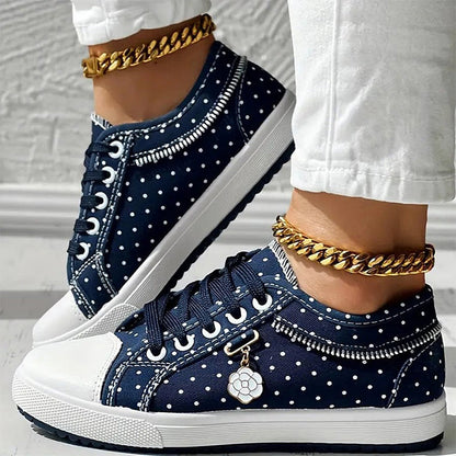 👟2025 Neues Design🙋‍♀️✨Damen Casual Flat Runde Zehe Lace Up Low Top Schuhe