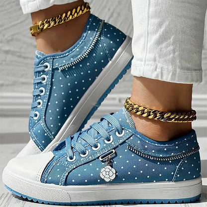 👟2025 Neues Design🙋‍♀️✨Damen Casual Flat Runde Zehe Lace Up Low Top Schuhe