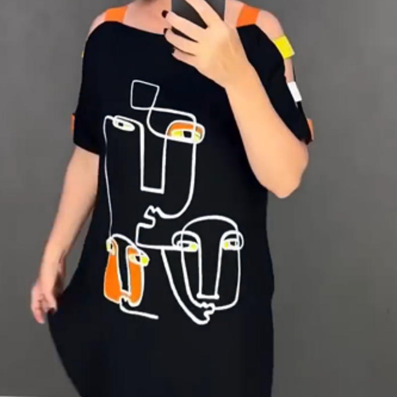 🌸Frühjahrsspecials💐 Damenmode bedrucktes kurzärmeliges Kleid