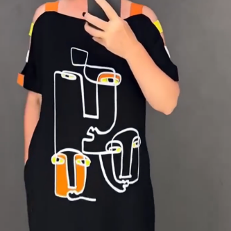 🌸Frühjahrsspecials💐 Damenmode bedrucktes kurzärmeliges Kleid