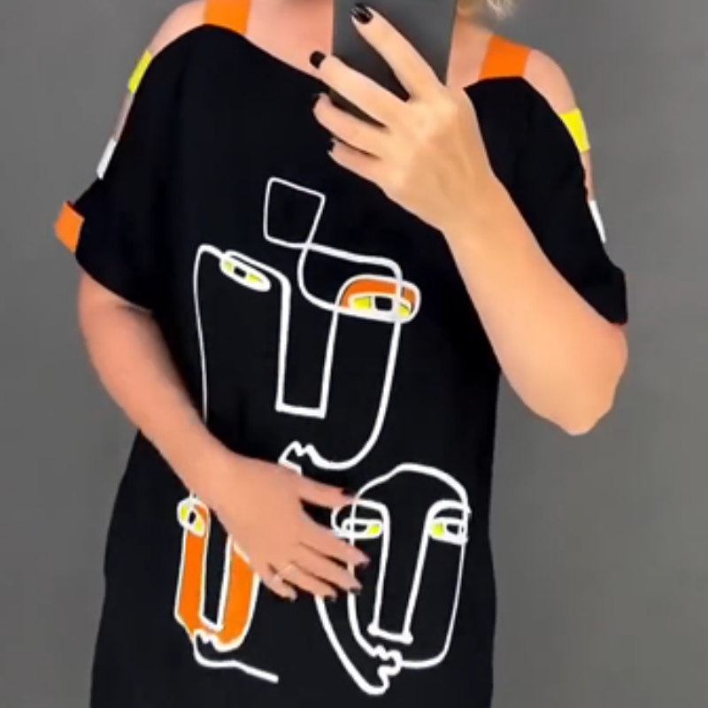 🌸Frühjahrsspecials💐 Damenmode bedrucktes kurzärmeliges Kleid