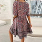🔥Schneller Abverkauf – 50 % Rabatt👗Minikleid mit Blumenmuster und V-Ausschnitt und kurzen Ärmeln für Damen