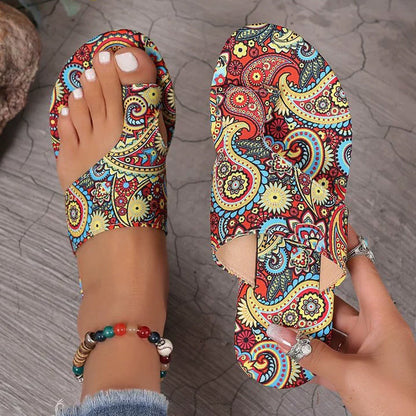 ⏳Begrenzte Zeit 50% Rabatt🩴Leichte orthopädische flache Sandalen für Damen🎨Vintage und Moderne kombiniert