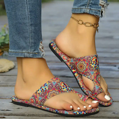 ⏳Begrenzte Zeit 50% Rabatt🩴Leichte orthopädische flache Sandalen für Damen🎨Vintage und Moderne kombiniert