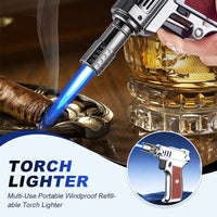 🔥🚀Tragbare, winddichte, nachfüllbare Mehrzweck-Taschenlampe Feuerzeug