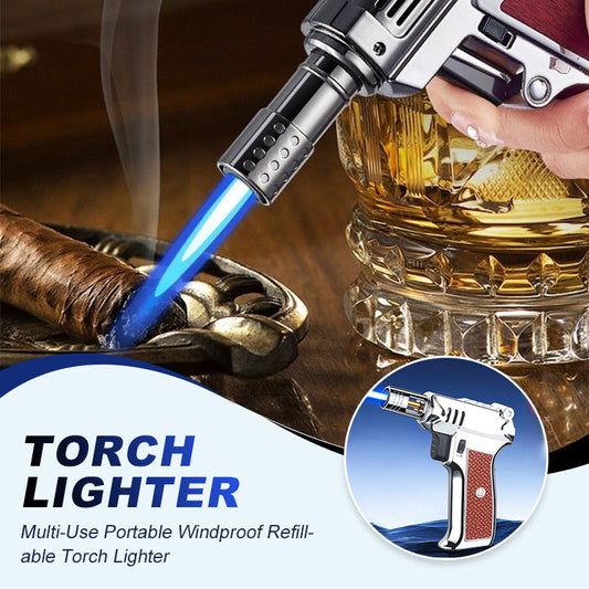 🔥🚀Tragbare, winddichte, nachfüllbare Mehrzweck-Taschenlampe Feuerzeug