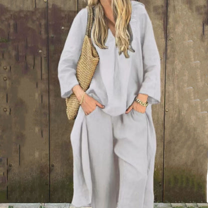 🌞👚2-teiliges Sommer-Set mit lockerem Schnitt und V-Ausschnitt und Tasche für Damen🌸