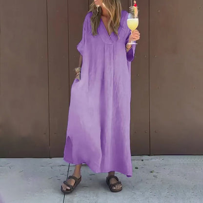 🔥Lässiges Kleid mit fließendem V-Ausschnitt für Frauen🥰🌸Spannende Auswahlmöglichkeiten