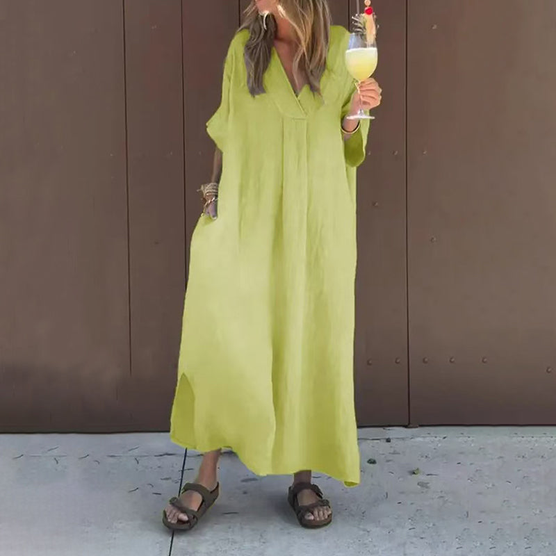 🔥Lässiges Kleid mit fließendem V-Ausschnitt für Frauen🥰🌸Spannende Auswahlmöglichkeiten