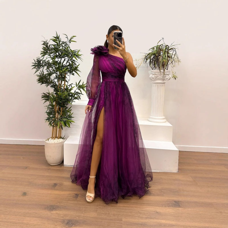 💃✨Damen modisches bedrucktes Kleid mit schräger Schulter aus Mesh