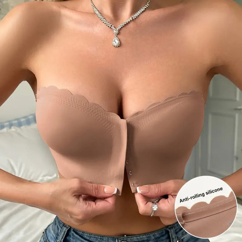 🥇🔥Letzter Tag 50% Rabatt!🔥Nahtloser trägerloser Bandeau-BH mit Frontverschluss