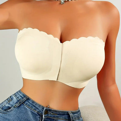 🥇🔥Letzter Tag 50% Rabatt!🔥Nahtloser trägerloser Bandeau-BH mit Frontverschluss