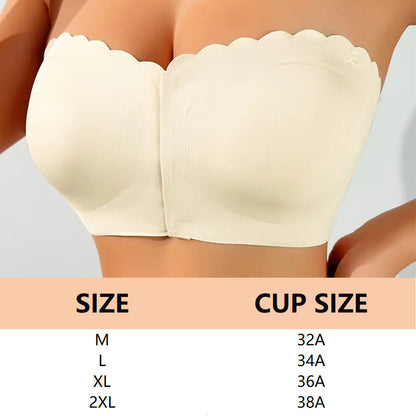 🥇🔥Letzter Tag 50% Rabatt!🔥Nahtloser trägerloser Bandeau-BH mit Frontverschluss