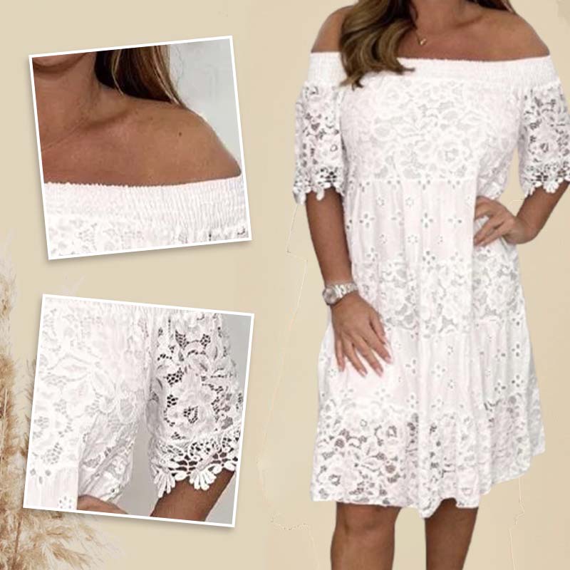 ✨2025 Neuer Verkauf✨💃Trägerloses Spitzenkleid mit hohlem Patchwork für Damen