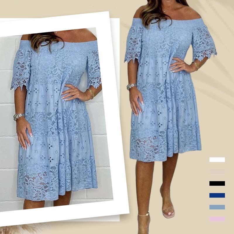 ✨2025 Neuer Verkauf✨💃Trägerloses Spitzenkleid mit hohlem Patchwork für Damen