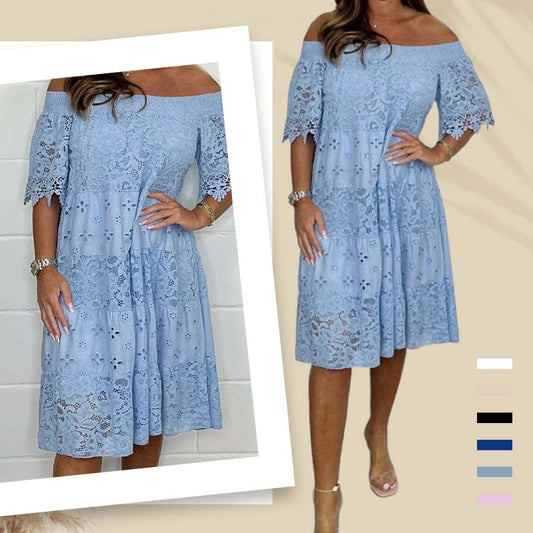 ✨2025 Neuer Verkauf✨💃Trägerloses Spitzenkleid mit hohlem Patchwork für Damen