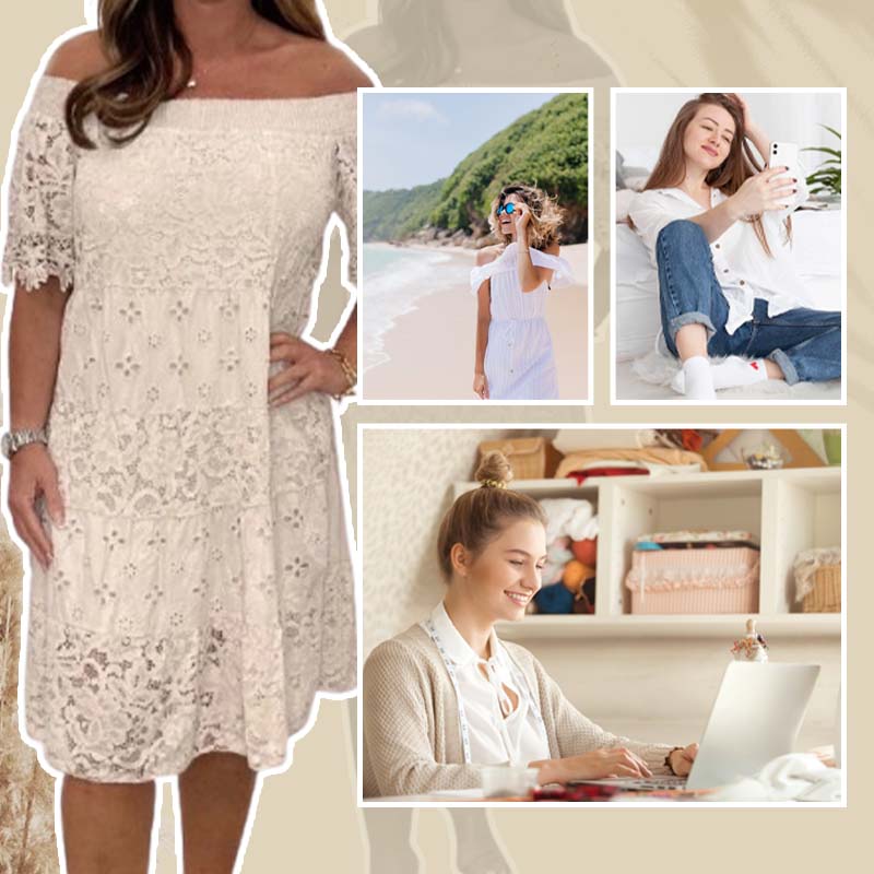 ✨2025 Neuer Verkauf✨💃Trägerloses Spitzenkleid mit hohlem Patchwork für Damen