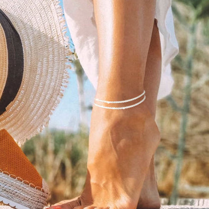 💜LAST DAY - BUY 1 GET 1 FREE💜Zierliches wasserdichtes Fußkettchen in Schichten