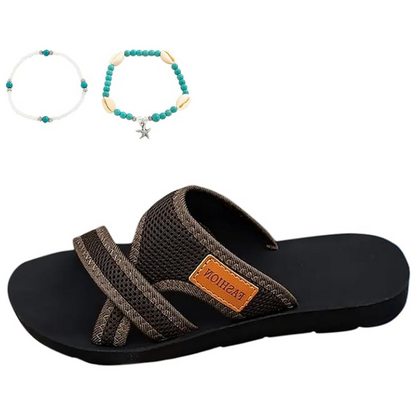 🔥2025 Sommer-Rabatt🩴Bequeme flache Sandalen mit offener Spitze für breite Füße💖