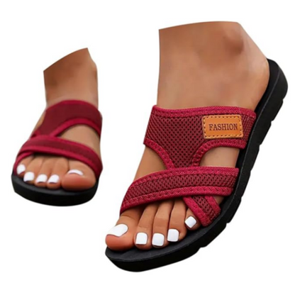 🔥2025 Sommer-Rabatt🩴Bequeme flache Sandalen mit offener Spitze für breite Füße💖