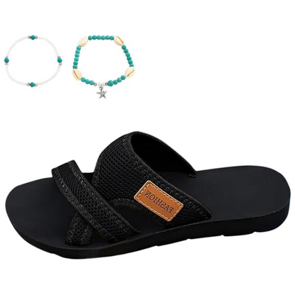 🔥2025 Sommer-Rabatt🩴Bequeme flache Sandalen mit offener Spitze für breite Füße💖