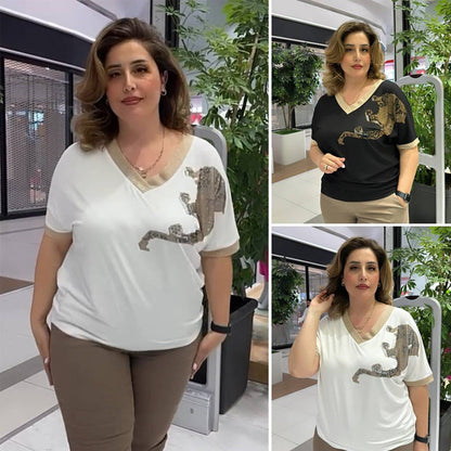 🌸Frühjahrs-Specials💐 Lässiges, elegantes, bedrucktes V-Ausschnitt-Top für Damen