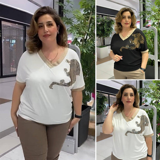 🌸Frühjahrs-Specials💐 Lässiges, elegantes, bedrucktes V-Ausschnitt-Top für Damen