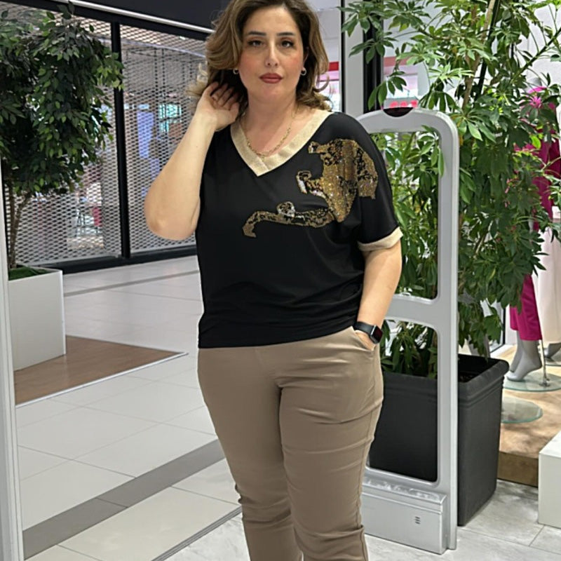 🌸Frühjahrs-Specials💐 Lässiges, elegantes, bedrucktes V-Ausschnitt-Top für Damen