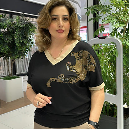 🌸Frühjahrs-Specials💐 Lässiges, elegantes, bedrucktes V-Ausschnitt-Top für Damen