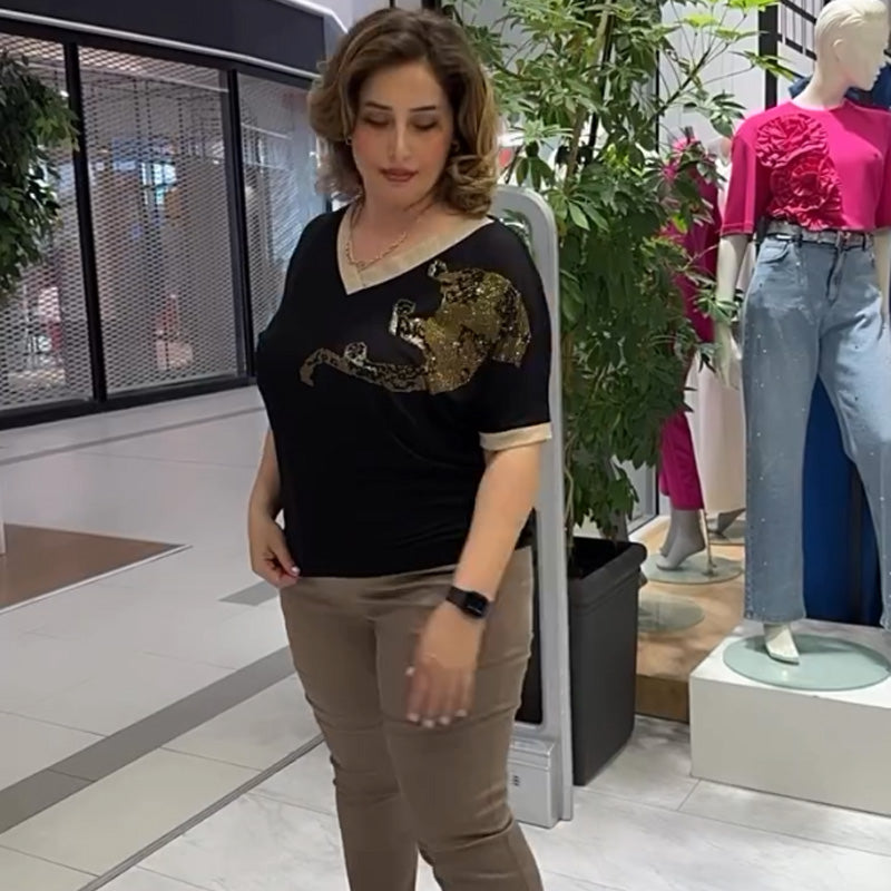 🌸Frühjahrs-Specials💐 Lässiges, elegantes, bedrucktes V-Ausschnitt-Top für Damen