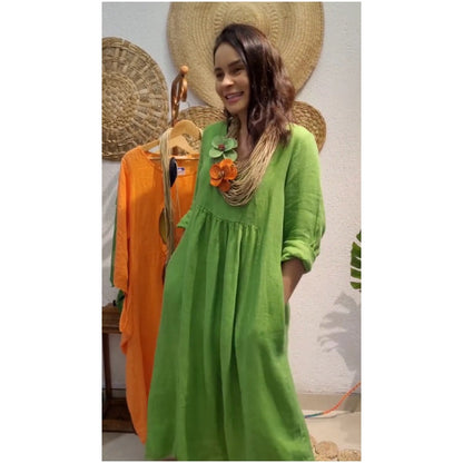 💖Limited Sale 49% OFF💖✨Lässiges langärmeliges Leinenkleid im Boho-Stil für Frauen