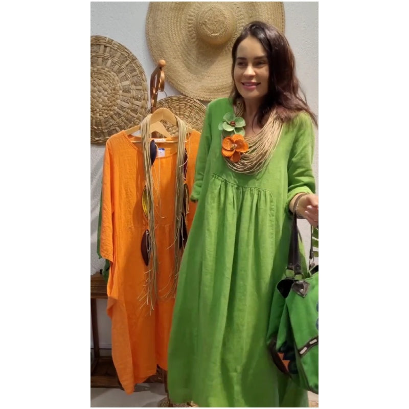 💖Limited Sale 49% OFF💖✨Lässiges langärmeliges Leinenkleid im Boho-Stil für Frauen