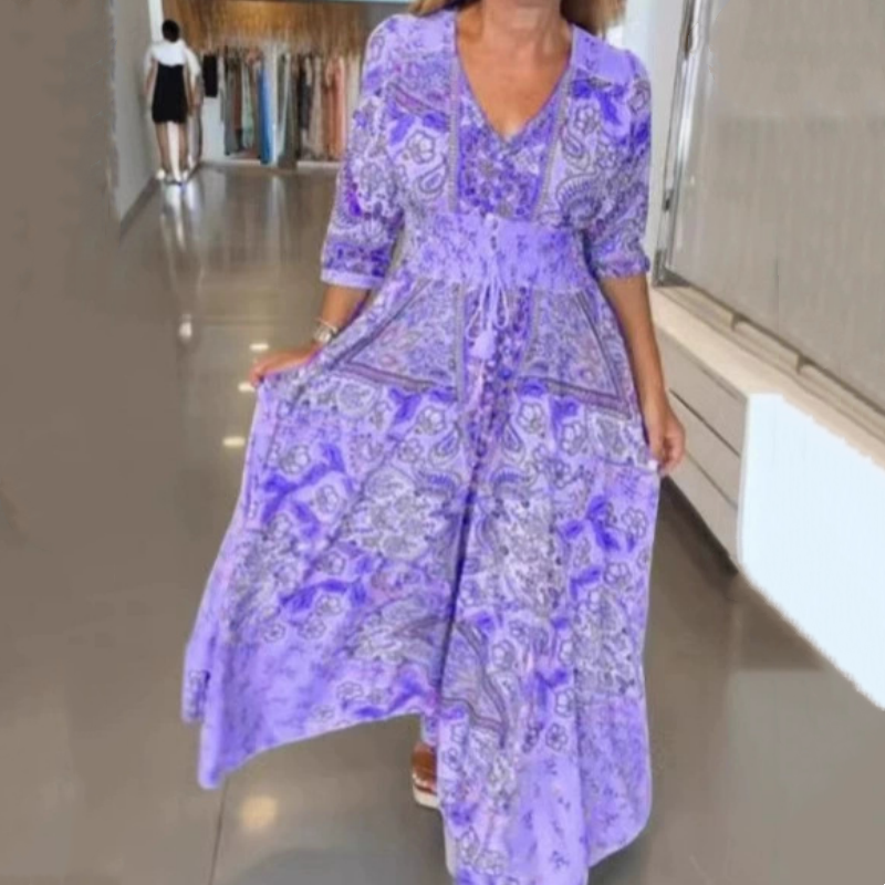 🔥 Frühjahr/Sommer Sale - 50% OFF 💃 Elegante Floral Drawstring Long Dresses für Damen