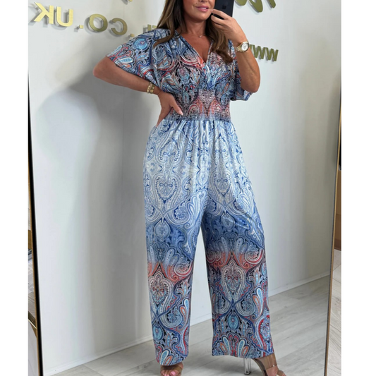 🔥Summer Hot Sale-49% Rabatt🩷Böhmischer Print-Overall mit weitem Bein