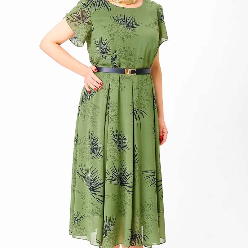 🌸Frühjahrsangebote💐 Damen A-Linien Midikleid mit Gürtel👗