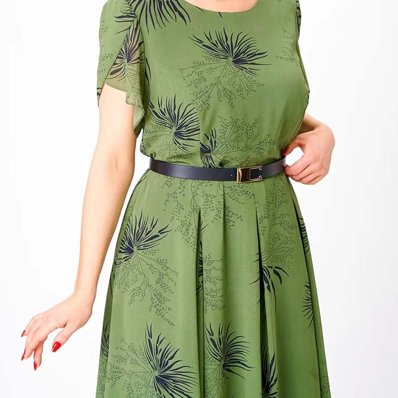 🌸Frühjahrsangebote💐 Damen A-Linien Midikleid mit Gürtel👗