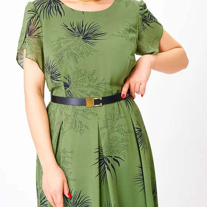 🌸Frühjahrsangebote💐 Damen A-Linien Midikleid mit Gürtel👗
