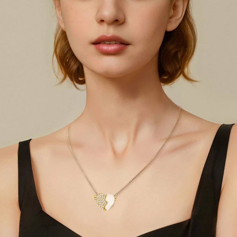 ✨ 2025 New Couple Halskette📿💖Premium Gold Diamant Magnetische Herz Halskette