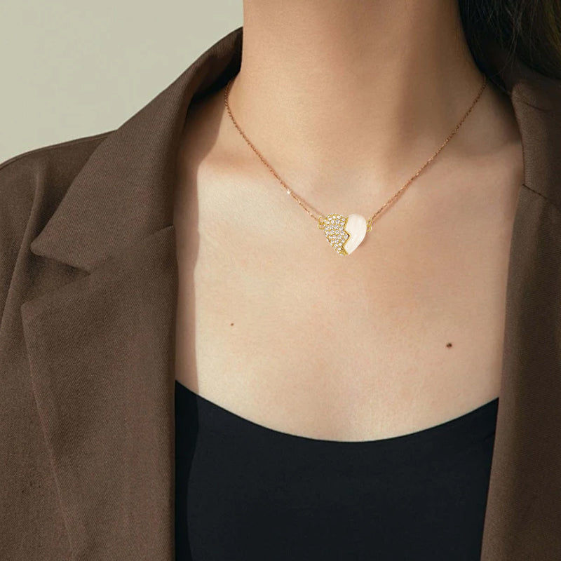 ✨ 2025 New Couple Halskette📿💖Premium Gold Diamant Magnetische Herz Halskette