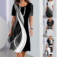 ✨Sommermode👗Aussehende dünne Frauen lässige lockere florale 3D digital bedruckte Rundhalsausschnitt Kleider