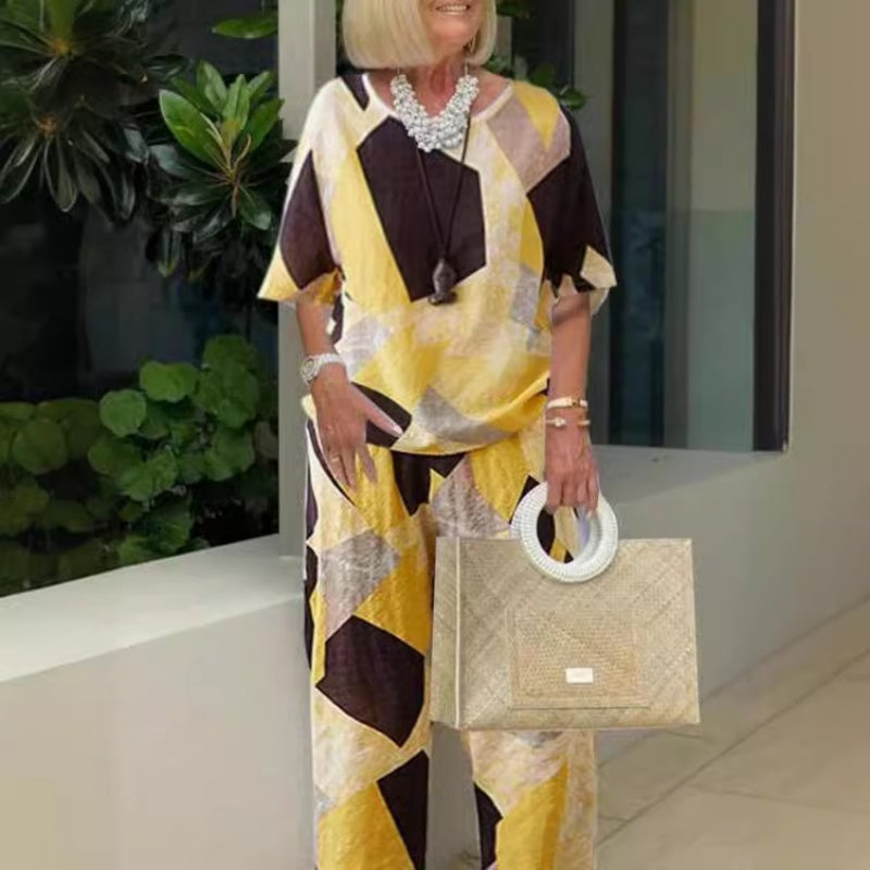 💕Modischer Damen-Zweiteiler in lockerem Schnitt: Halbarm-Top & Hose