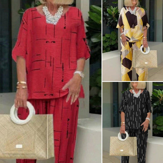 💕Modischer Damen-Zweiteiler in lockerem Schnitt: Halbarm-Top & Hose