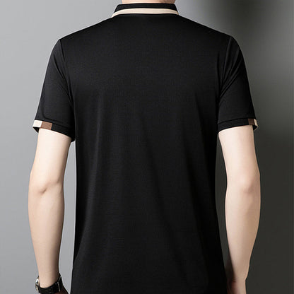 🔥Heute 50% Rabatt🔥Herren Stretch Ice Silk Kurzarm-T-Shirt mit Rever