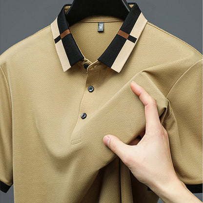 🔥Heute 50% Rabatt🔥Herren Stretch Ice Silk Kurzarm-T-Shirt mit Rever