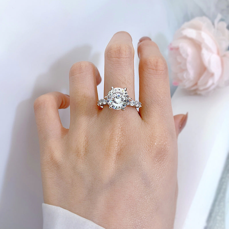 💍Geschenk für Sie | 5 Karat Mondlicht Sterling Silber Moissanit Ring