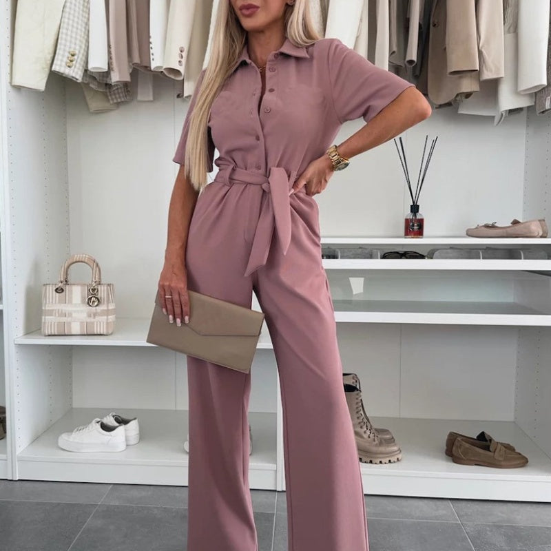✨2025 Neue Produkte💕Button-Down-Jumpsuit mit Taillenband für Damen