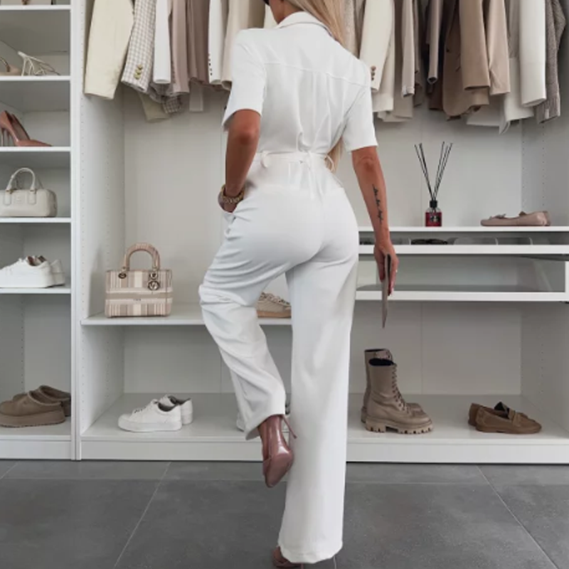 ✨2025 Neue Produkte💕Button-Down-Jumpsuit mit Taillenband für Damen