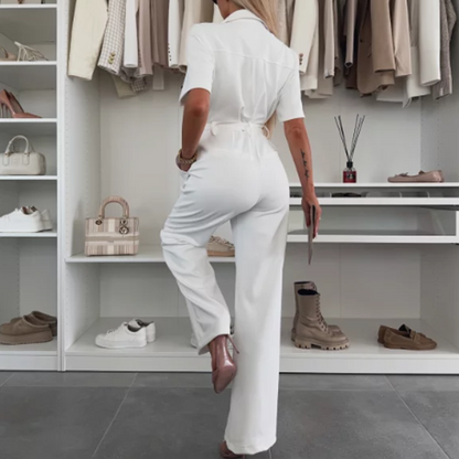 ✨2025 Neue Produkte💕Button-Down-Jumpsuit mit Taillenband für Damen