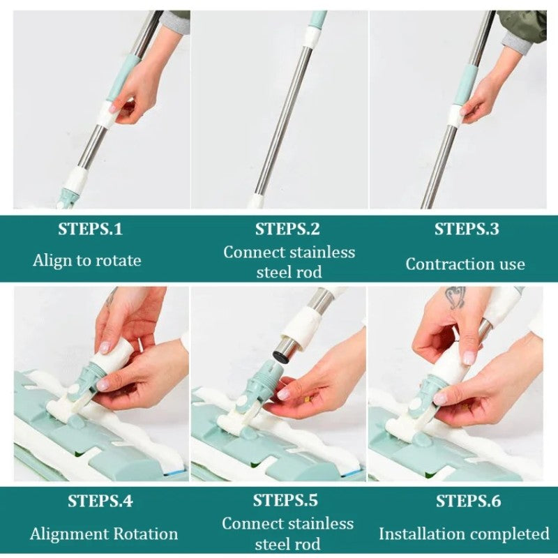🏆🏆2025 Heiße Produkte🏆Flachmopp mit Edelstahlgriff, mit wiederverwendbaren, waschbaren Wischtüchern