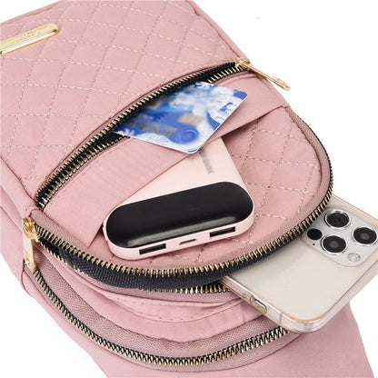 🛍️🎒Leichte Metall-Brusttasche mit Reißverschluss und Kabeldurchführung 🛍️– Exquisites Geschenk